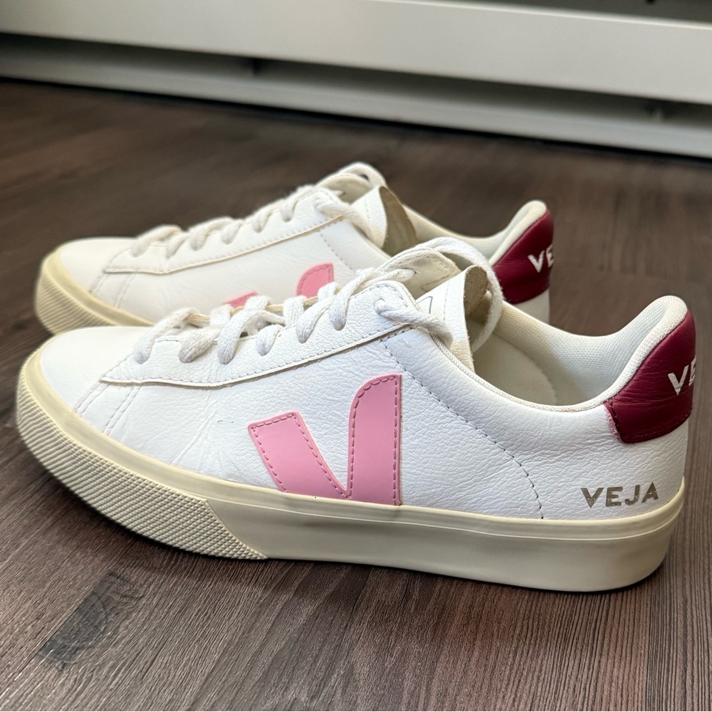 Veja Campo Leather Sneaker - 37 - pink and red